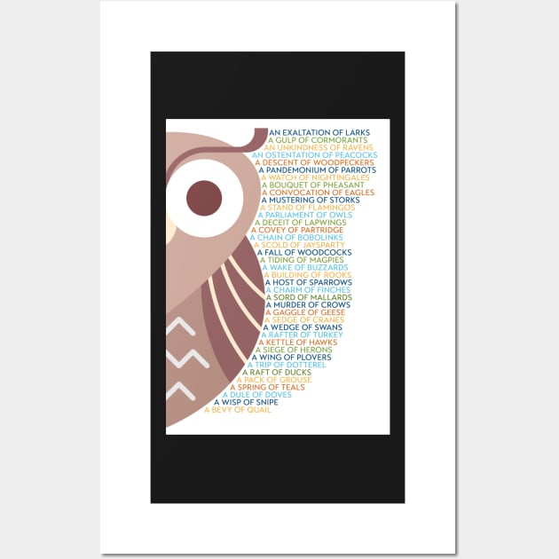 Bird Group Terminology - Owl Edition Wall Art by coolville